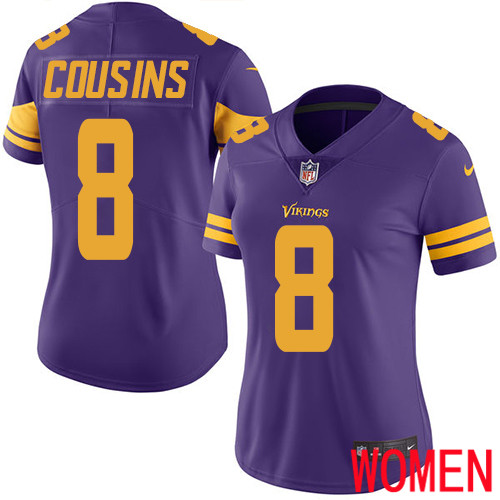 Minnesota Vikings 8 Limited Kirk Cousins Purple Nike NFL Women Jersey Rush Vapor Untouchable